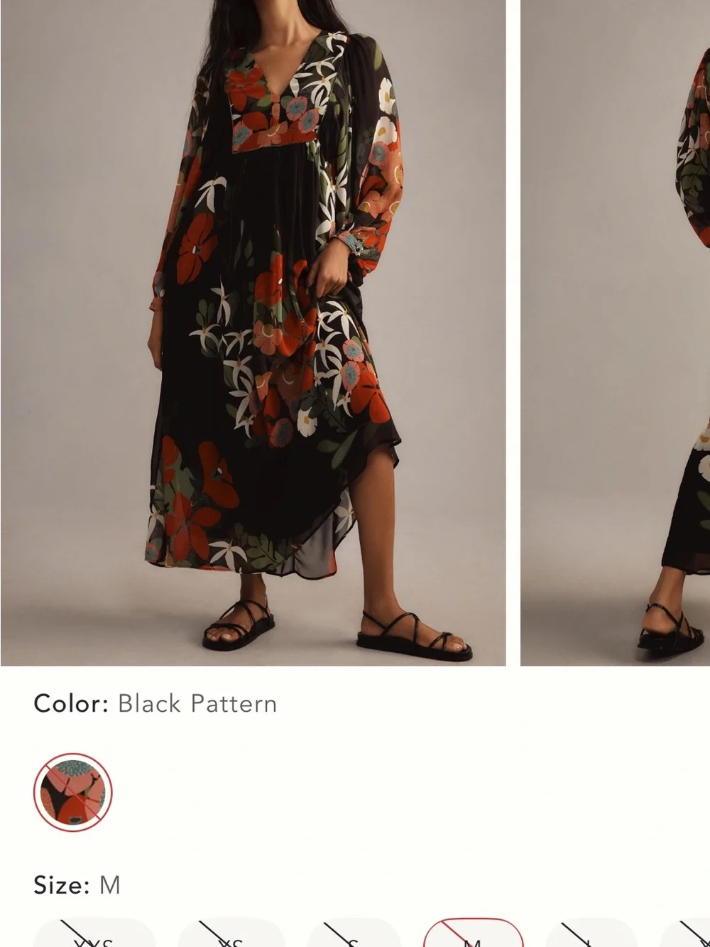 Farm Rio Floral V-Neck Long Sleeve Midi Dress - Picture 5 of 5